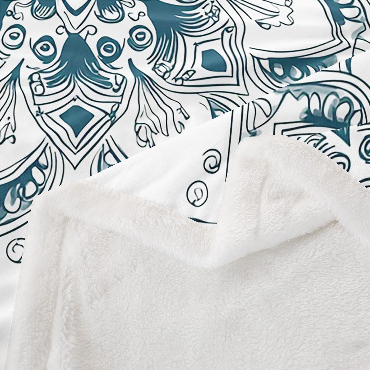 Erosebridal Green Mandala Tribal Floral Throw Blanket for Bed, Kids, Teens, Adults - Vintage Hippie Fleece Boho Flower Sherpa Chic Medallion Fuzzy Room Decorative