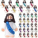 Bememo 25 Pcs Little Jesus Figures Original Design Jesus Love You Mini Rubber Toys to Hide and Seek Christmas Religious Party Favors Sunday School Baptism Gifts(Fulgent Color)