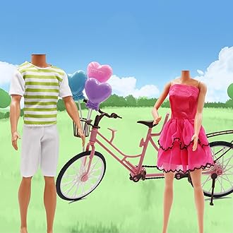 EuTengHao 30Pcs Doll Clothes and Accessories for 12 inch Boy and Girl Doll Includes 12 Set Wear Clothes Jeans and Wedding Dresses Tandem Bike Glasses Dog Bag and Colorful Balloons for 12 Inch Dolls