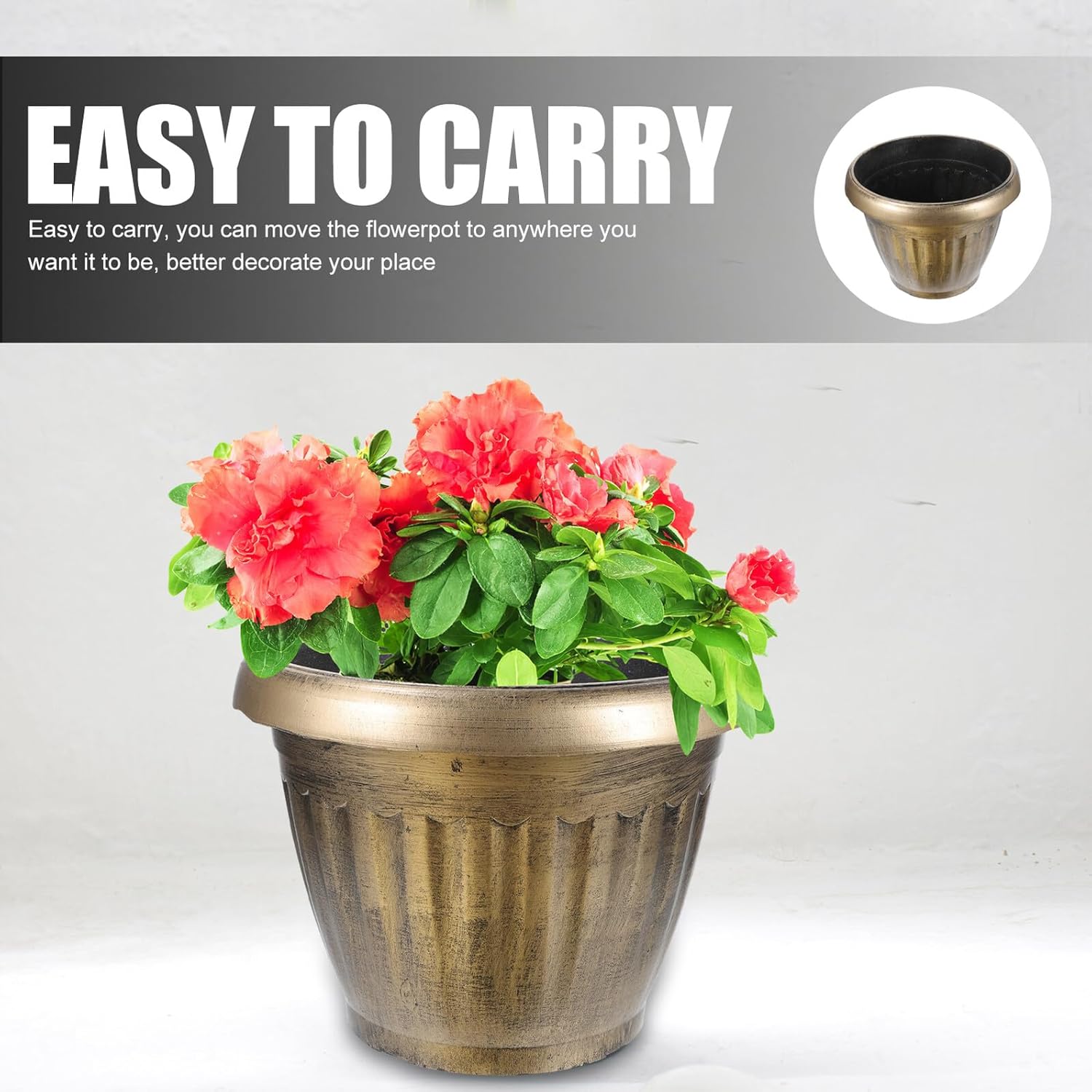 DOITOOL Decorative Flower Pot for Garden and Patio, Thickened Large Plastic Planter Container for Fruit Trees and Water Lilies, Vintage Style, Bottom Without Drain Hole, Suitable