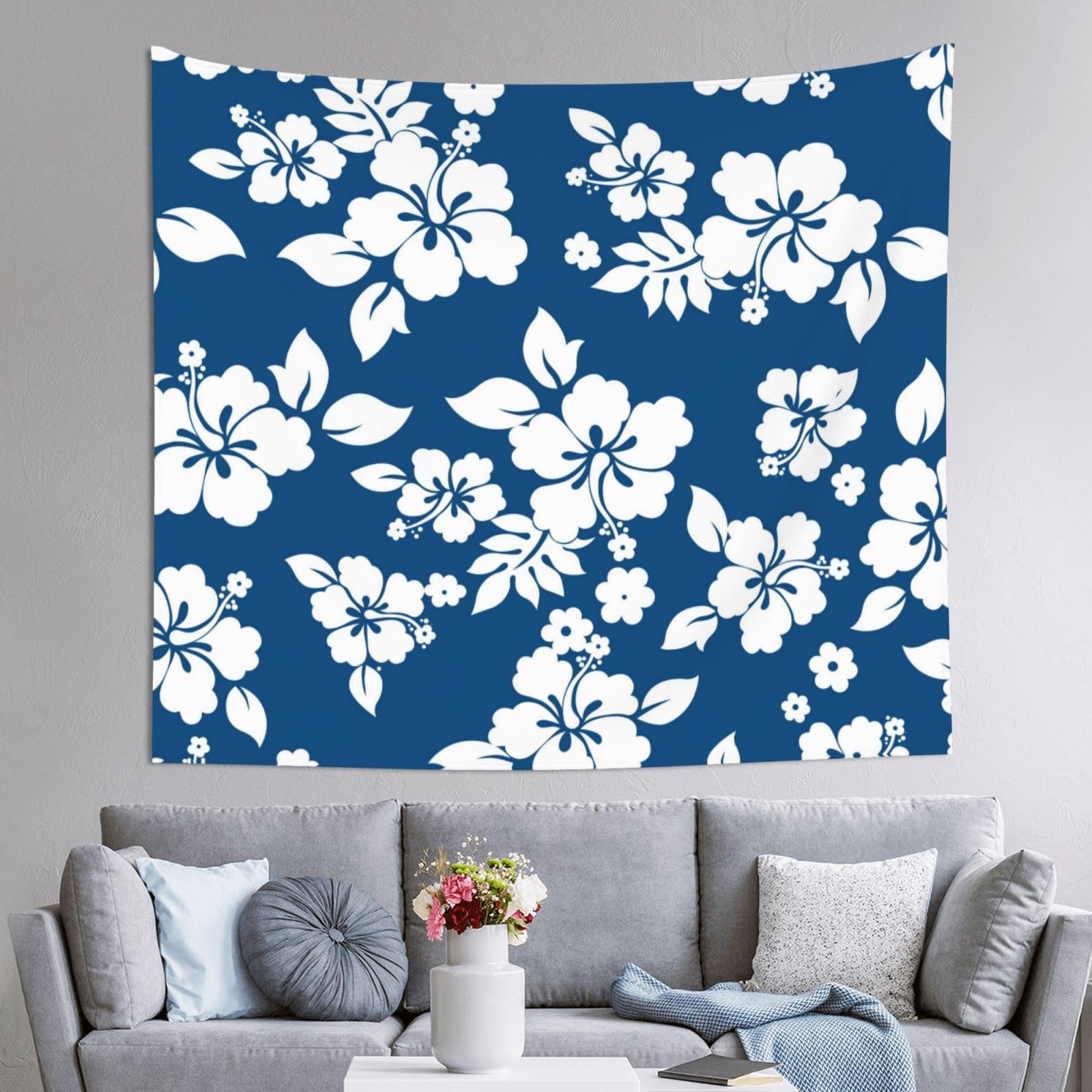WKSGDSG Decoration Tapestry Wall Hanging For Bedroom, Hawaii Flower, 152x130cm Dorm Decor, Lightweight Easy Hang Wall Art For Living Room, Aesthetic Tapestries For Outdoor, Ceiling, Doorway, Camping