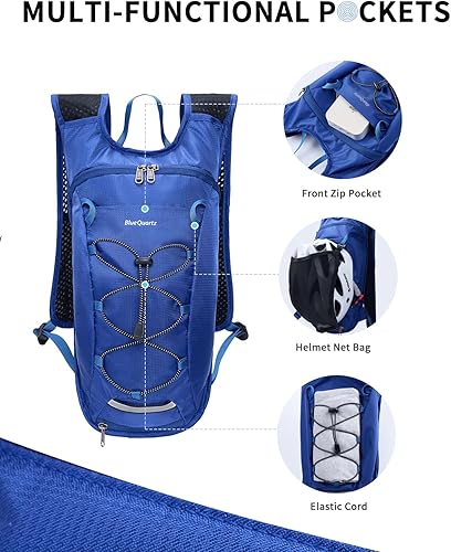 Miniatura 2 de Blue Quartz Mochila de hidratación con bolsa de agua de 2 L, mochila de agua de senderismo para mujeres y hombres, mochila ligera de ciclismo con