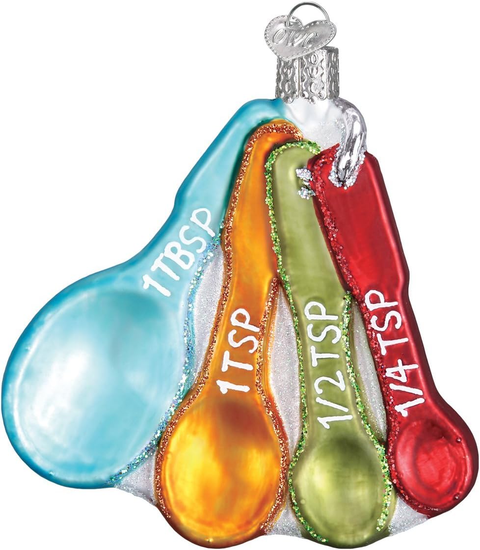 Old World Christmas Chef's Collection Glass Blown Ornaments for Christmas Tree Measuring Spoons