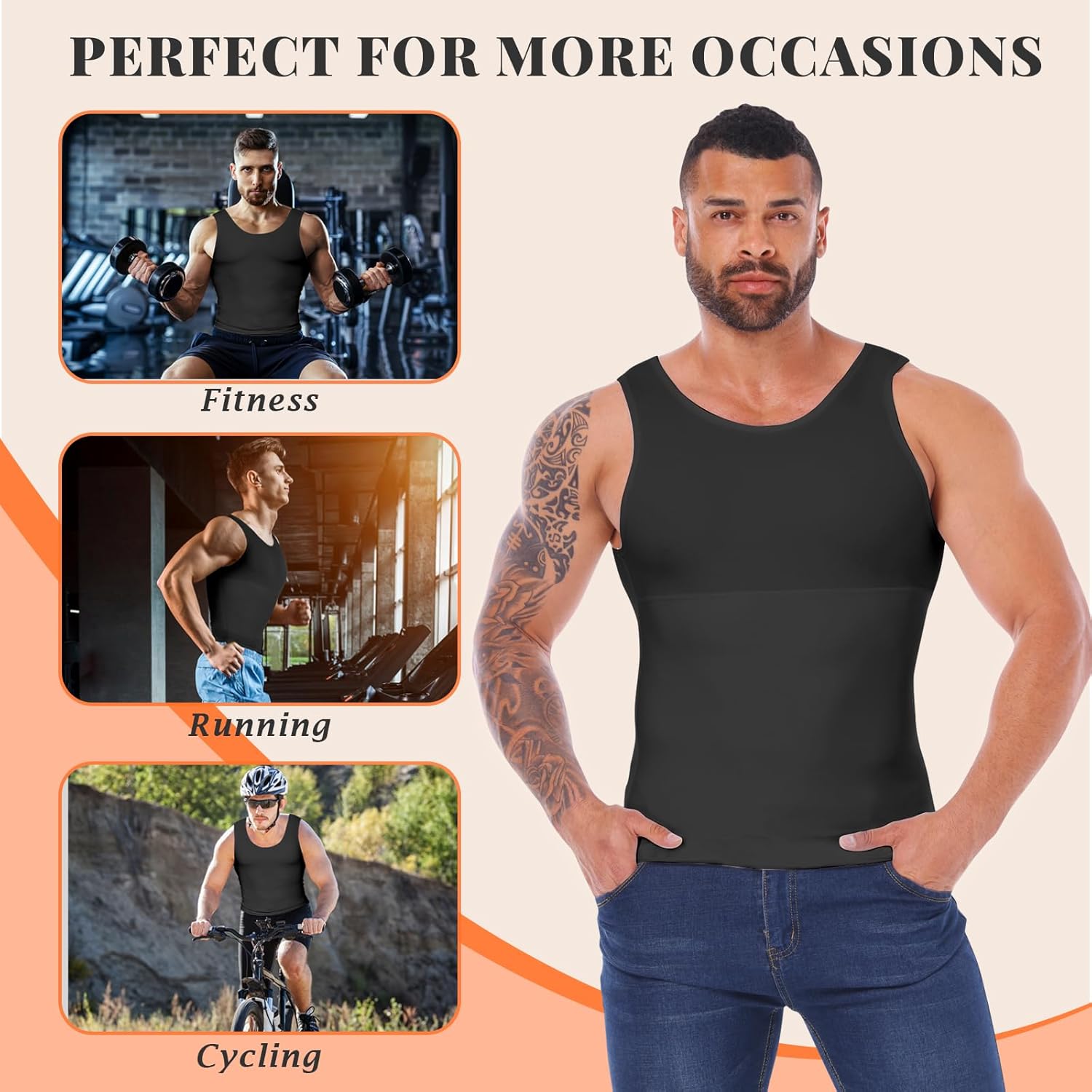 Mens Compression Shirt Slimming Body Shaper Mens Shapewear Tummy Control Sleeveless Abdomen Undershirt Vest Tank Tops - Image 5