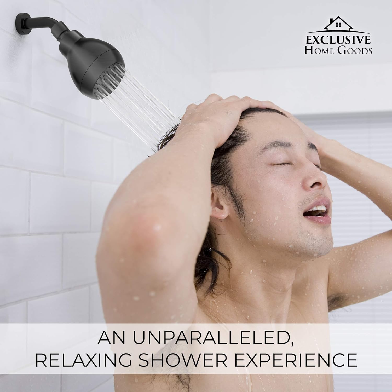 High Pressure Shower Head Matte Black - Powerful Deluxe Bathroom Showerhead with Strong Spray Stream and Small Silicone Nozzles - Universal Fit Works with High and Low Water Flow Showers-2.5 GPM