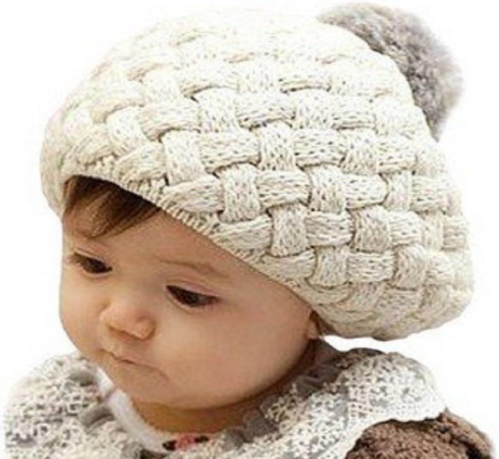Sankuwen 1pc Cute Newest Fashion Baby Warm Winter Knit Crochet Beanie Cap (Beige)