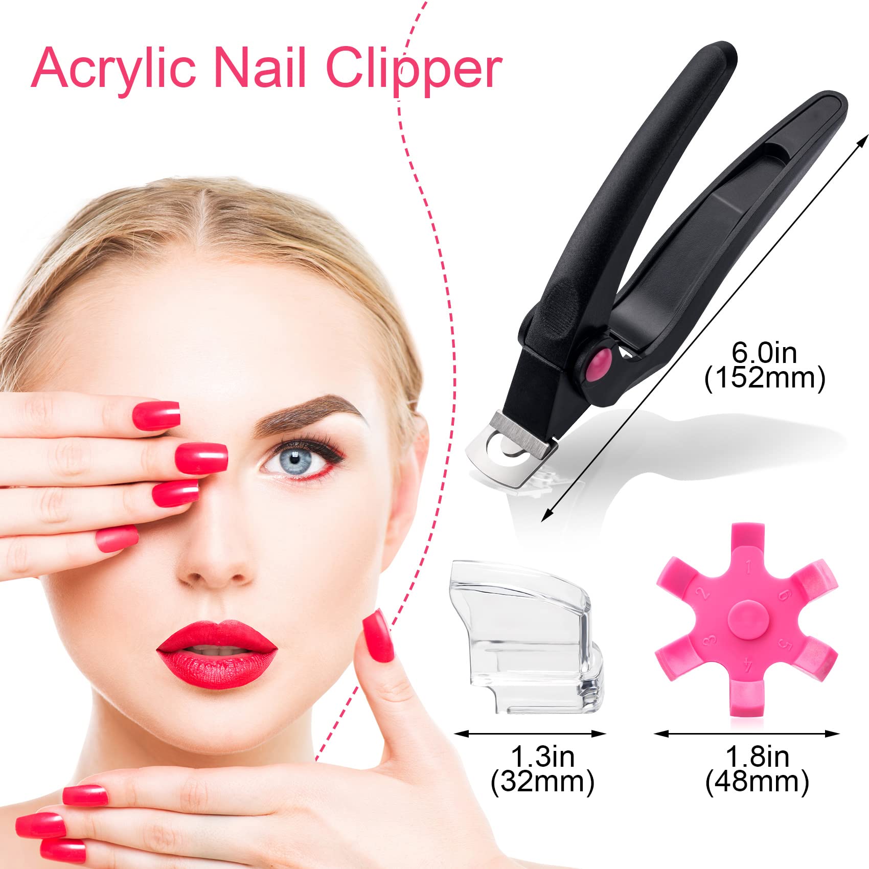 AmooFro Acrylic False Nail Clippers with Sizer,Nail Tip Cutter