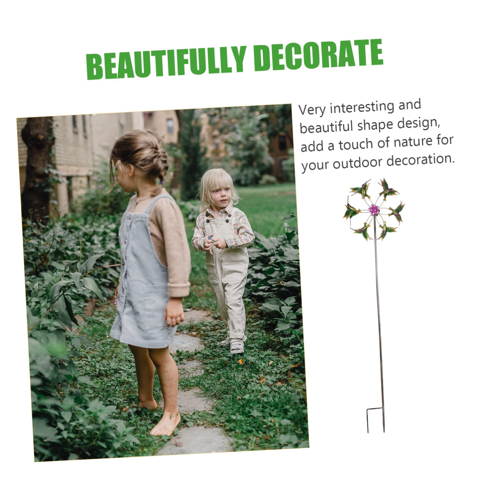 BESTonZON Windmühle Metall Garten Stake Outdoor Dekoration Windspiel Winddekoration Windornament Metallwindspiel