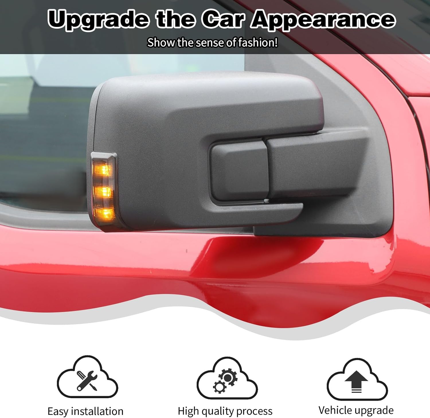 Smoked Rearview Mirror Turn Signal Light Trim Side Mirror Turn Signal Cover Reverse Mirror Turn Signal Trim Compatible with Ford F150 2021+ Exterior Accessories(2pcs/Set)
