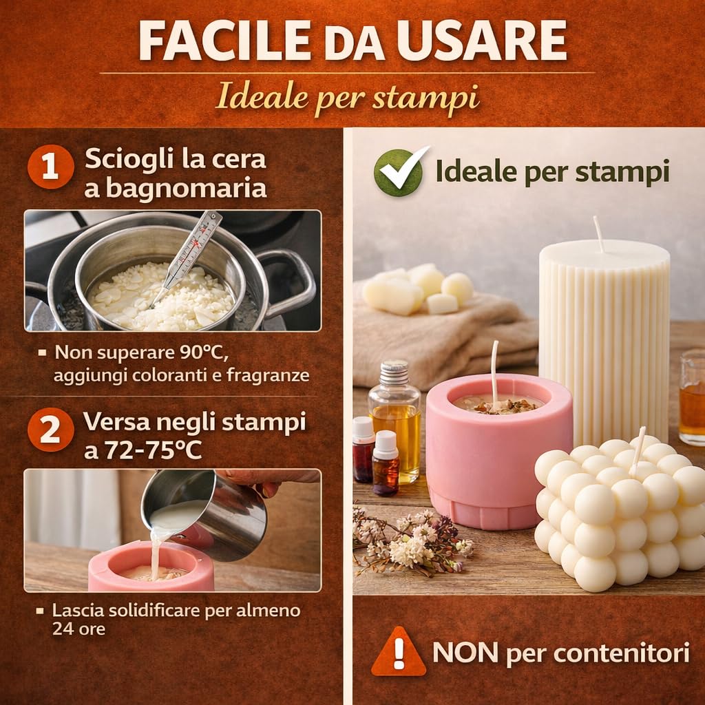 Generico Cera di Soia per Candele Kerax 4120 per Stampi – 100% Naturale Vegetale – Ideale per Candele Decorative e Fai da Te – Alta Resa Profumo – qualità Professionale Candle Making – 5 kg
