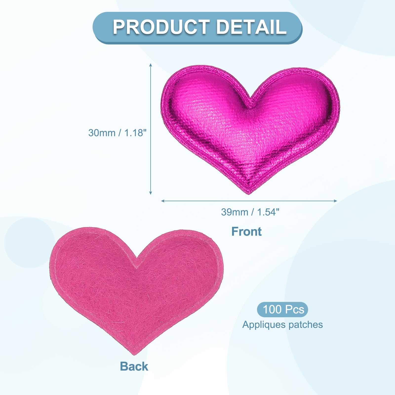 PATIKIL 100Pcs Heart Appliques Sew on Patches - Image 2