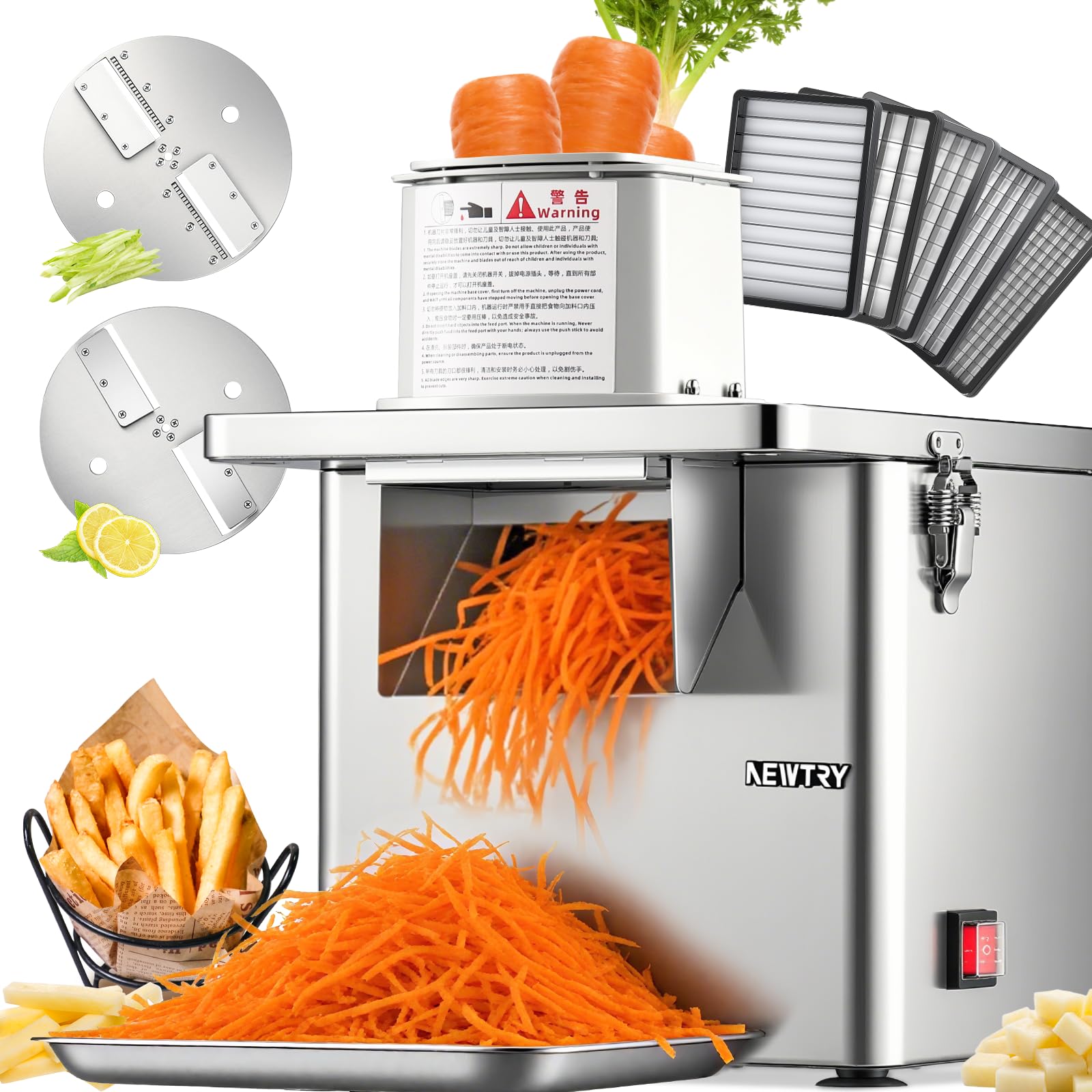 Photo 1 of NEWTRY Commercial 4-in-1 Vegetable Processor, 250W Electric Dicer