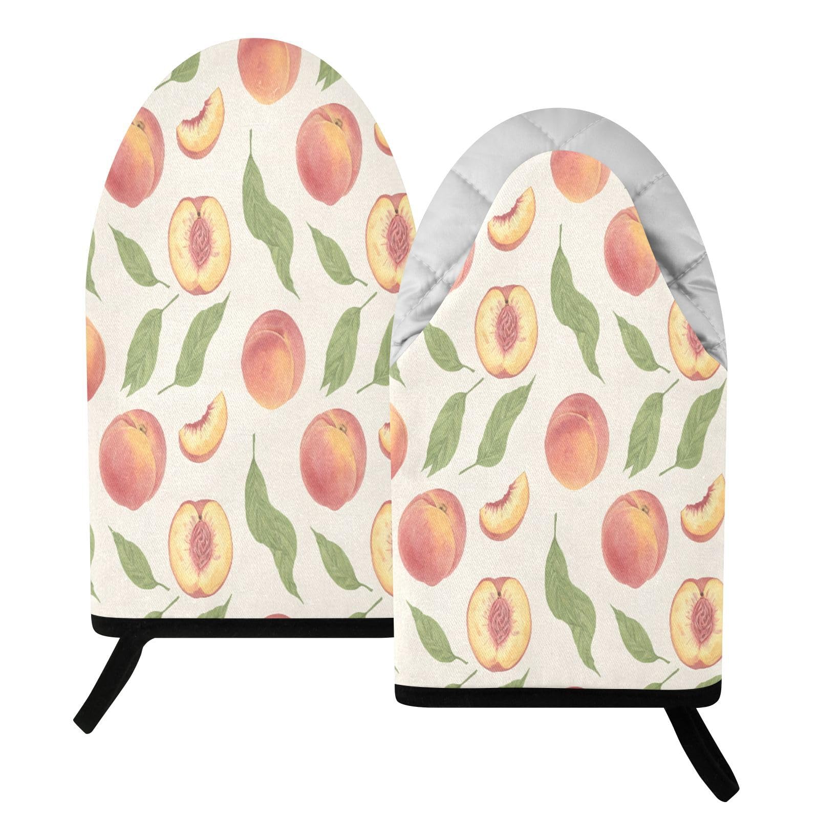 BURSTDDY Peach Oven Mitt,Heat Resistant Kitchen Mitts for Cooking
