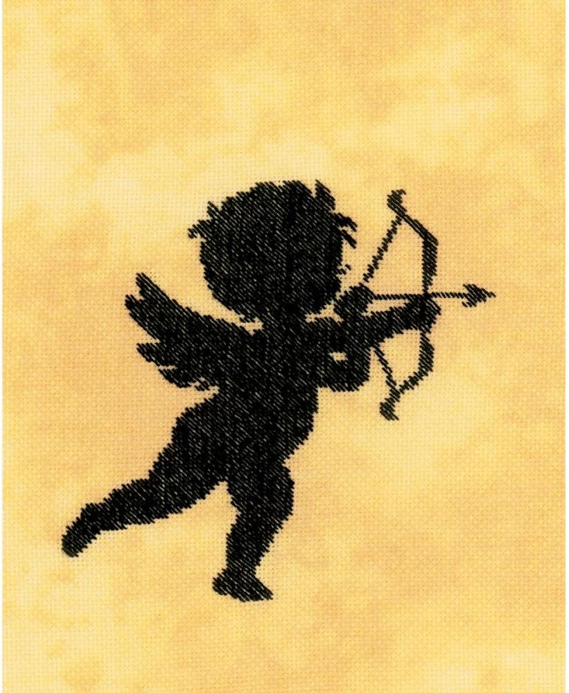 Vervaco 27 Count LanArte Cupid I On Fabric Counted Cross Stitch Kit, 4.75" x 4.75"