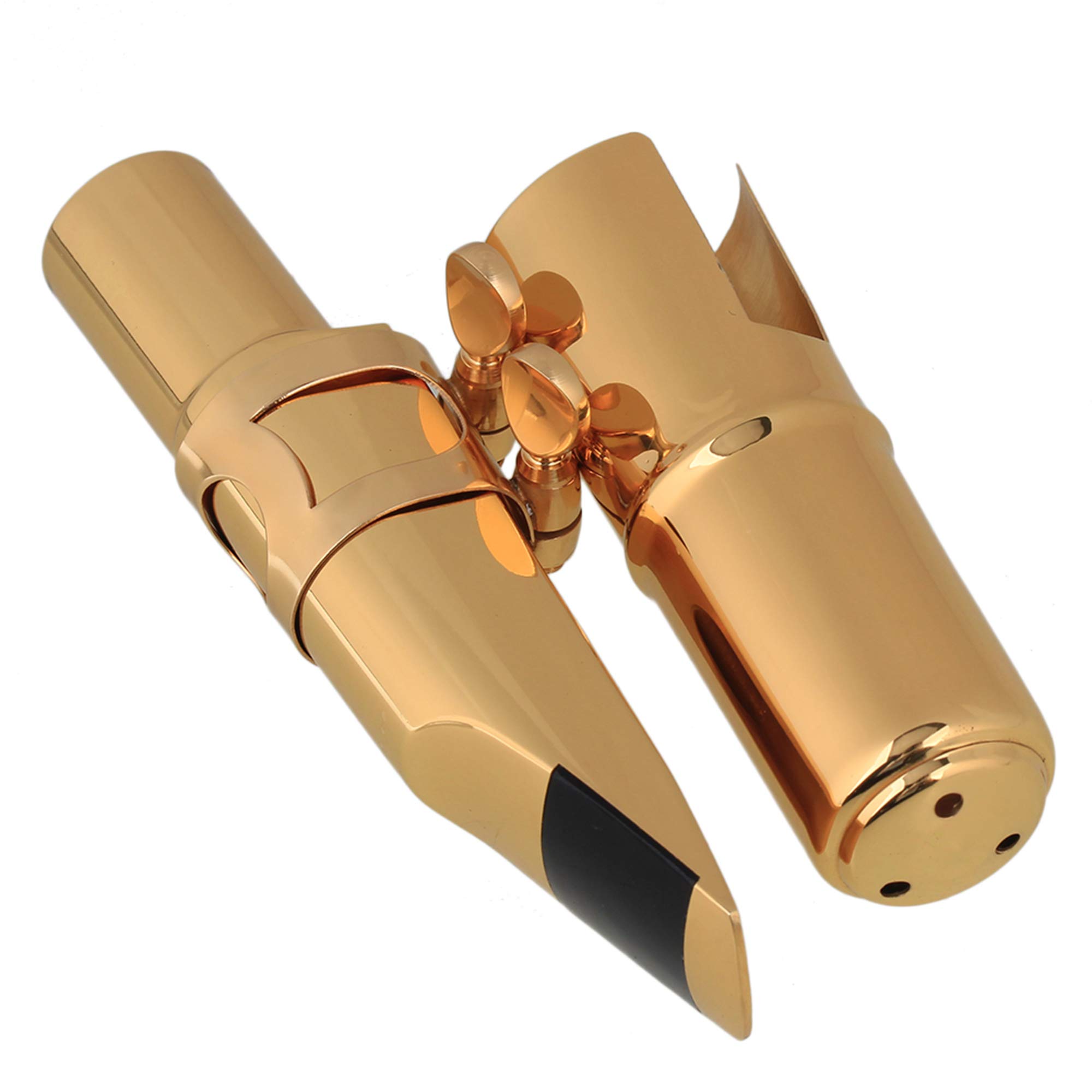 yibuy 6 # Golden chapado en oro saxofón Sax Tenor Saxofón Boquilla para en Si Bemol