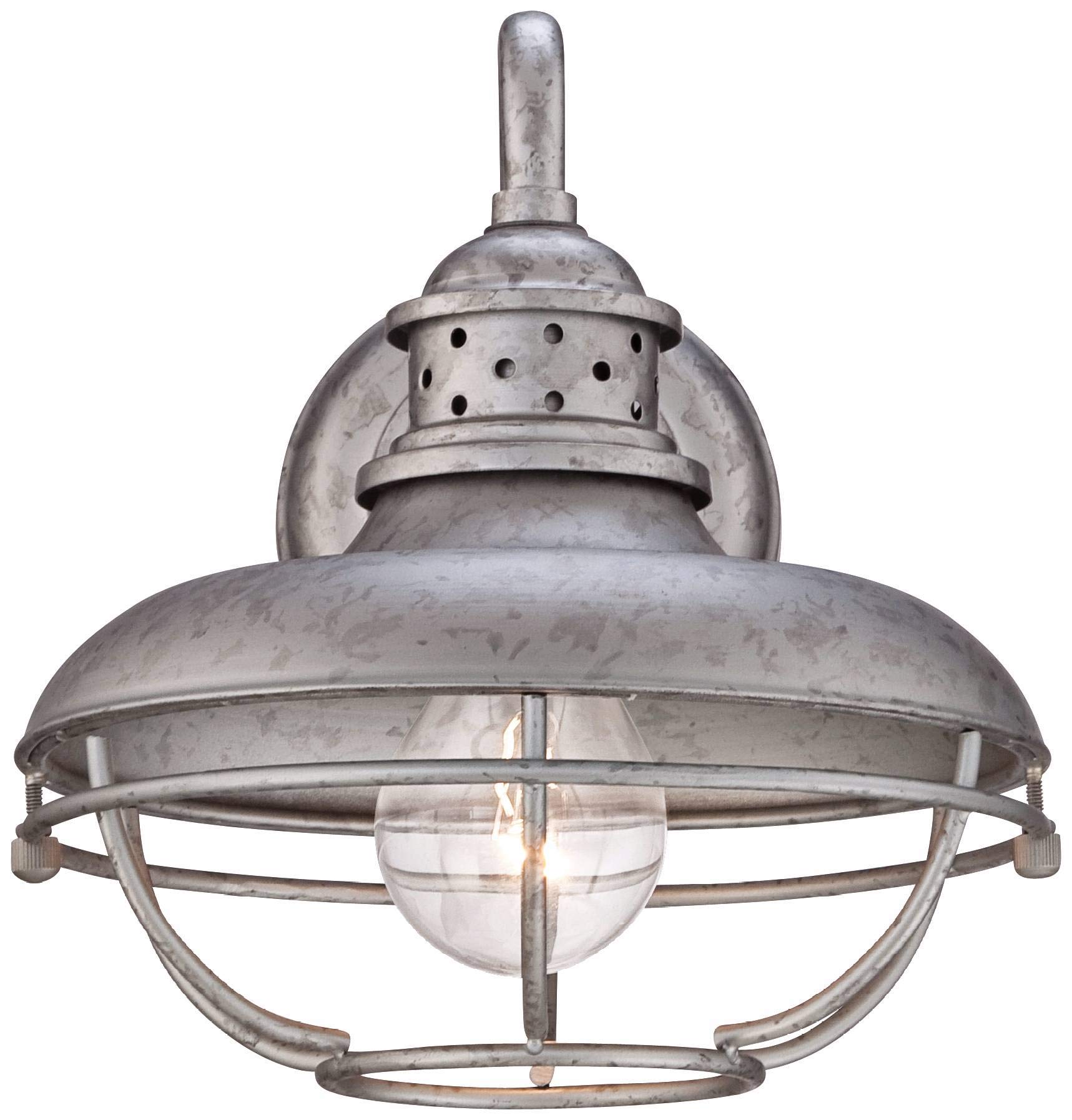 Franklin Park Rustic Industrial Outdoor Barn Light Fixture Galvanized Steel Open Cage 9" Decor