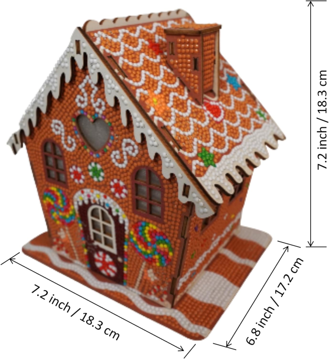Party Ready 3D Diamond Painting Gingerbread House Christmas Cabin Kit – DIY Holiday Décor, Full Drill Mosaic Art, Festive Craft Kit (Gingerbread House 2)