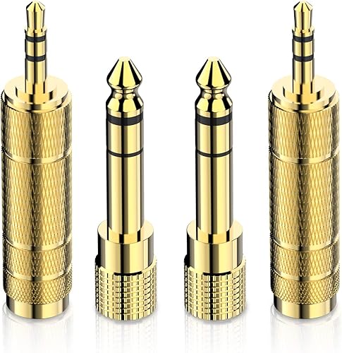 DIGITNOW Adaptador de auriculares de 0.250 in (14 pulgada) macho a 0.138 in (18 pulgadas) hembra y conector macho de 0.138 in a conector hembra de