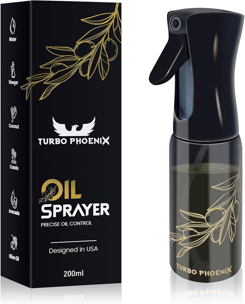 Oil Sprayer For Cooking, 200ML-Glass Refillable Spray Bottle, Oil Mister Dispenser For Kitchen, Olive Oil Dispenser Spray Bottle, Oil Sprayer For Air Fryer, Perfect Control For A Healthy Diet Portion.