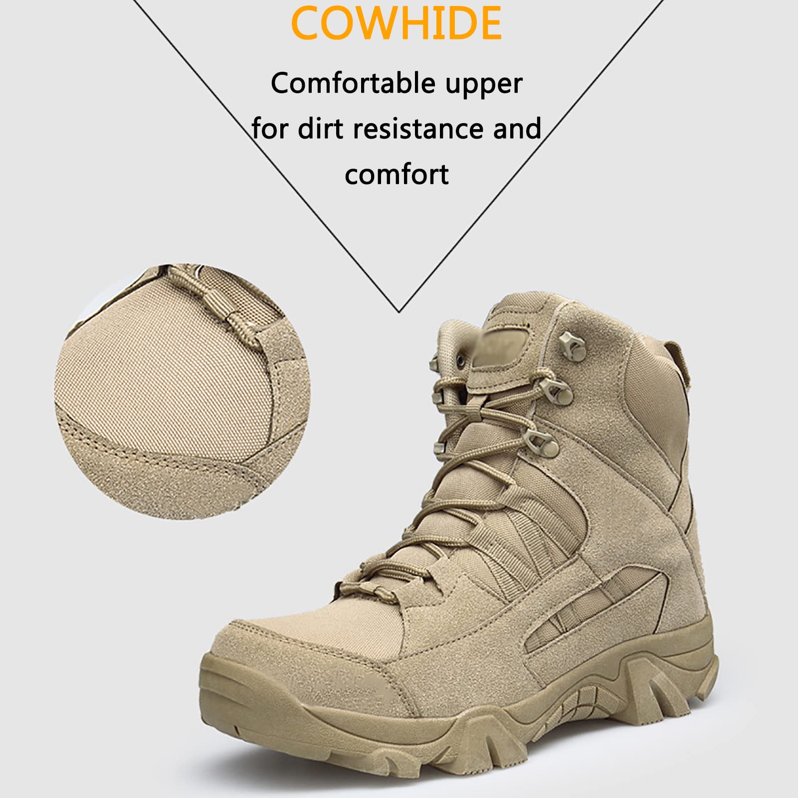 Taktyczne buty bojowe, Męskie taktyczne buty pustynne do pieszych wędrówek na świeżym powietrzu Kolorowe rozmiary 40-45 EU(Sand,40 EU)