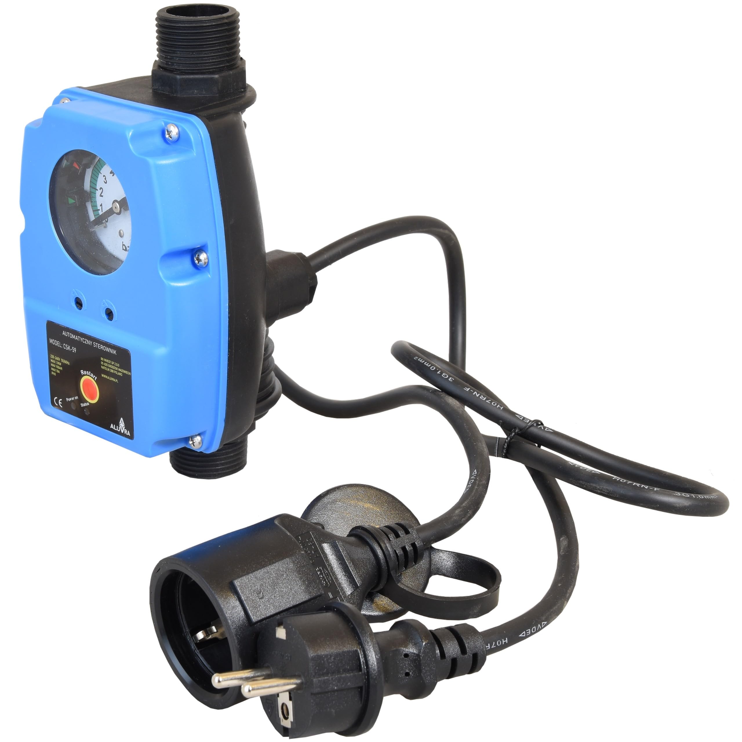 Pressostat CSK 59 – Interrupteur de pression automatique – Marche/arrêt réglable – Commande électronique – Pompe à eau & puits – Protection manque d’eau – Clapet anti-retour – Avec/sans réservoir