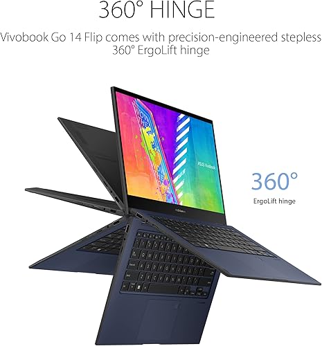 Miniatura 2 de ASUS VivoBook Go 14 - Laptop delgada y ligera 2 en 1, táctil HD de 14 pulgadas, CPU Intel Celeron N4500, gráficos UHD, 4 GB de RAM, 64 GB eMMC,