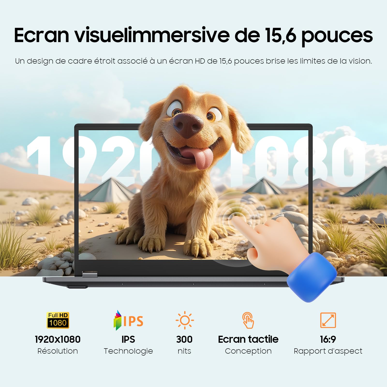 Yoga 2-en-1 Ordinateur Portable 15,6", 16 Go de RAM DDR4, 512 Go de SSD, Ryzen 3 3200U (jusqu'à 3,5 GHz) Radeon Vega 3,Écran Tactile Full HD,Wi-FI 5,BT5.1,RJ45,Clavier rétroéclairé
