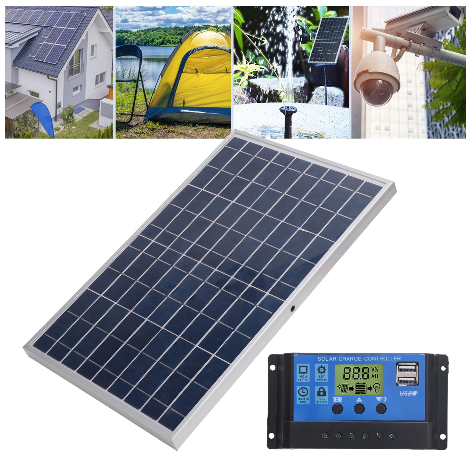 Syrisora 10 W Solarpanel 12 V Polykristallin IP65 Tragbar mit 30 A