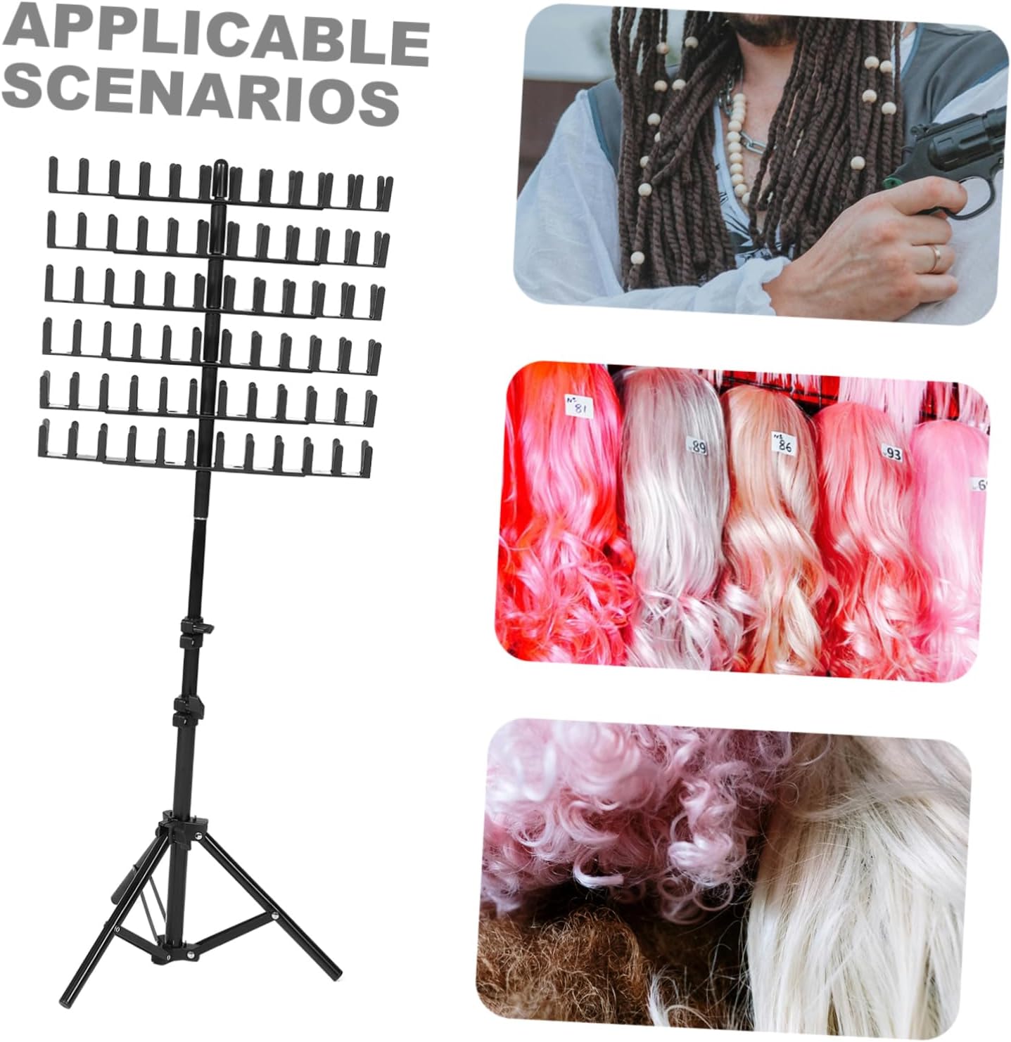 MERRYHAPY Height Adjustable Braiding Hair Rack Durable Freestanding Hair Extension Holder for Easy Dreadlock Styling User Friendly Design for All Hair Lengths