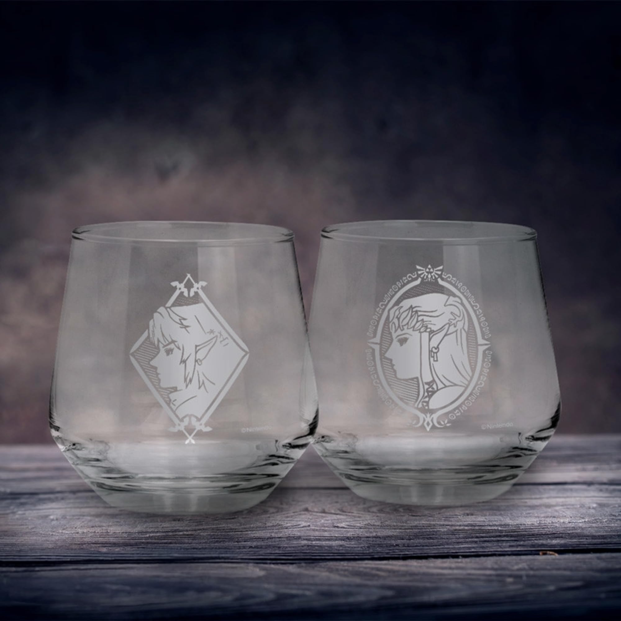 ABYSTYLE The Legend of Zelda Zelda & Link - Juego de 2 vasos | Cristal Zelda | Vaso | Mercancía de la leyenda de Zelda | Regalos de Zelda