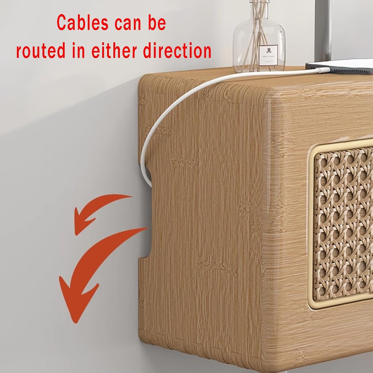 Bamboo WiFi Router Storage Box & Cable Management Hider, 27.5in Decorative Shelf for Home & Office, Perfect for Organizing Cables & Enhancing Aesthetics