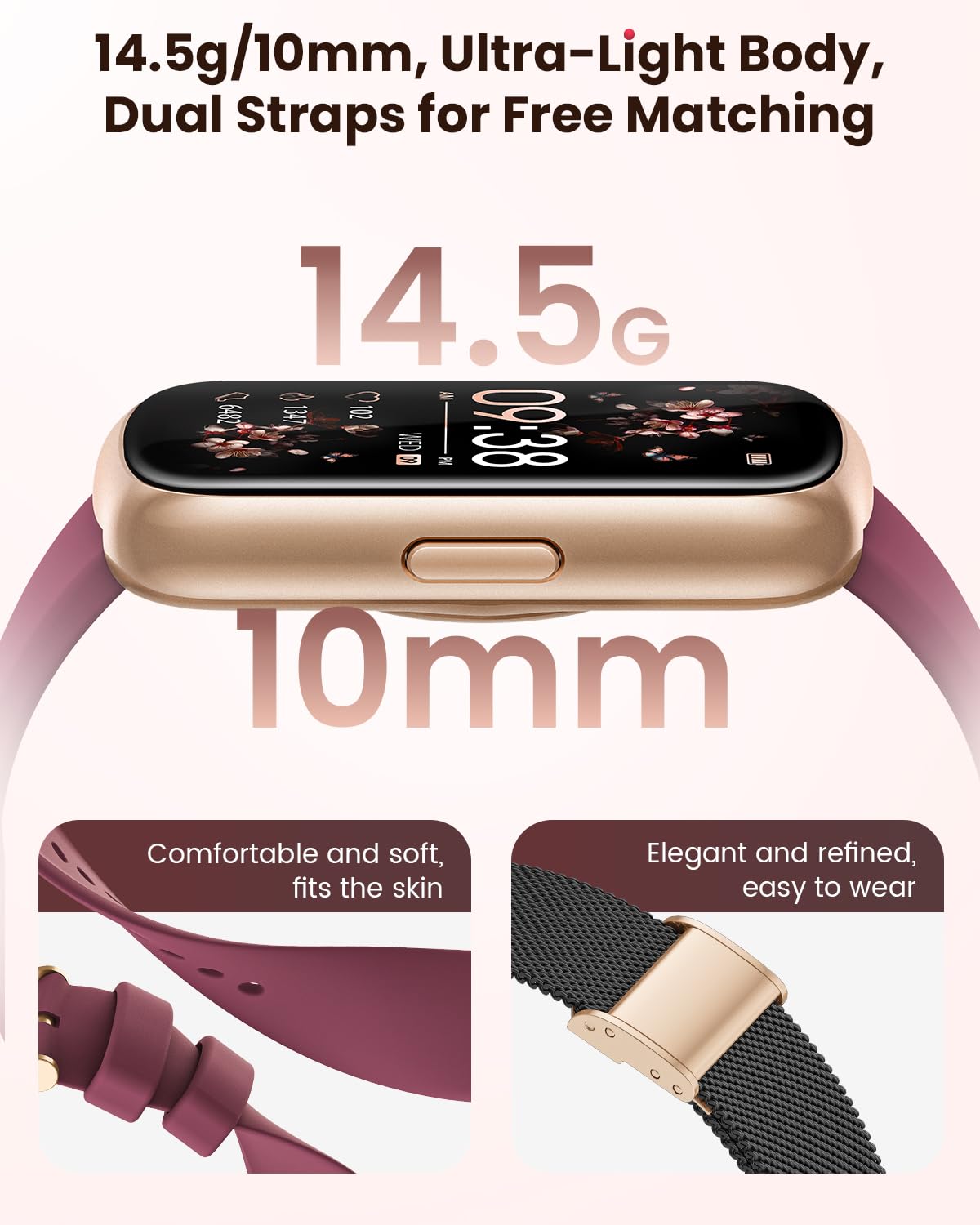 Sanorum Smartwatch Donna, 1.47" Orologio Fitness, 24 Modalità Sport, Cardio SpO2 Sonno Activity Tracker Passi Calorie, 165+ Quadranti, Fisiologia Femminile Notifiche Impermeabile IP68 Oro Nero