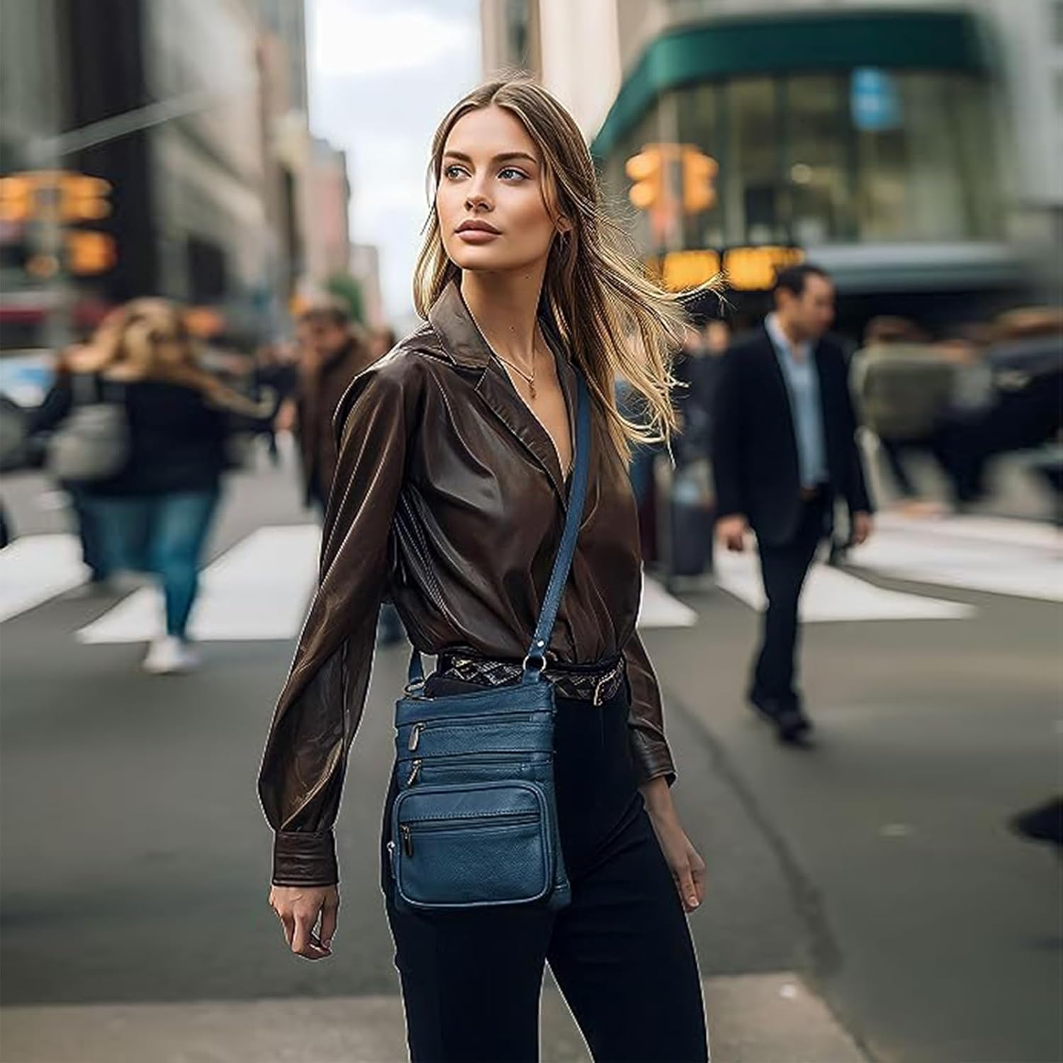 Krediz Leather Crossbody purses for Women - travel bag with 4 Zippers, Soft & Durable Purses for Women Trendy - Image 2