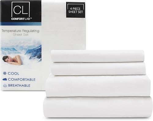 Posh Home Comfort Lab - Juego de sábanas de tamaño Queen, sábanas blancas ultrasuaves, sábanas refrescantes, 4 piezas