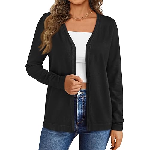 LILLUSORY Women's Cardigan Sweaters Lightweight Fall Oufits Clothes Fashion Trendy Long Sleeve Open Front Casual Jackets