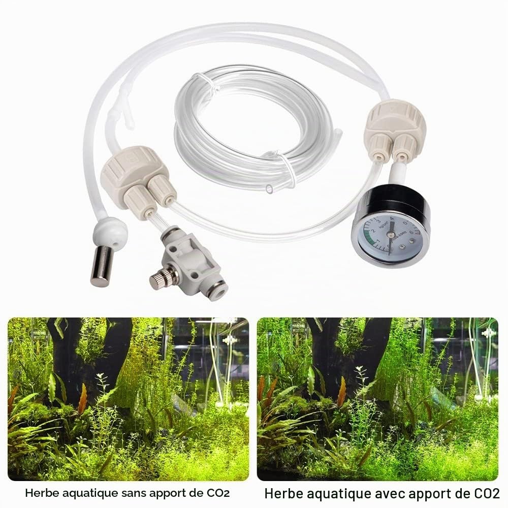 DONGKER Kit de générateur de CO2 à monter soi-même pour aquarium, tube de valve avec manomètre pour aquarium