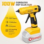 SEEKONE Hot Glue Gun, 100W Pistolet à colle chaude sans fil pour Dewalt 20V Batterie (pas de batterie), préchauffage rapide et anti-goutte pleine taille Gun avec 20pcs Coller des bâtonnets pour l'artisanat, DIY Arts, réparations à domicile
