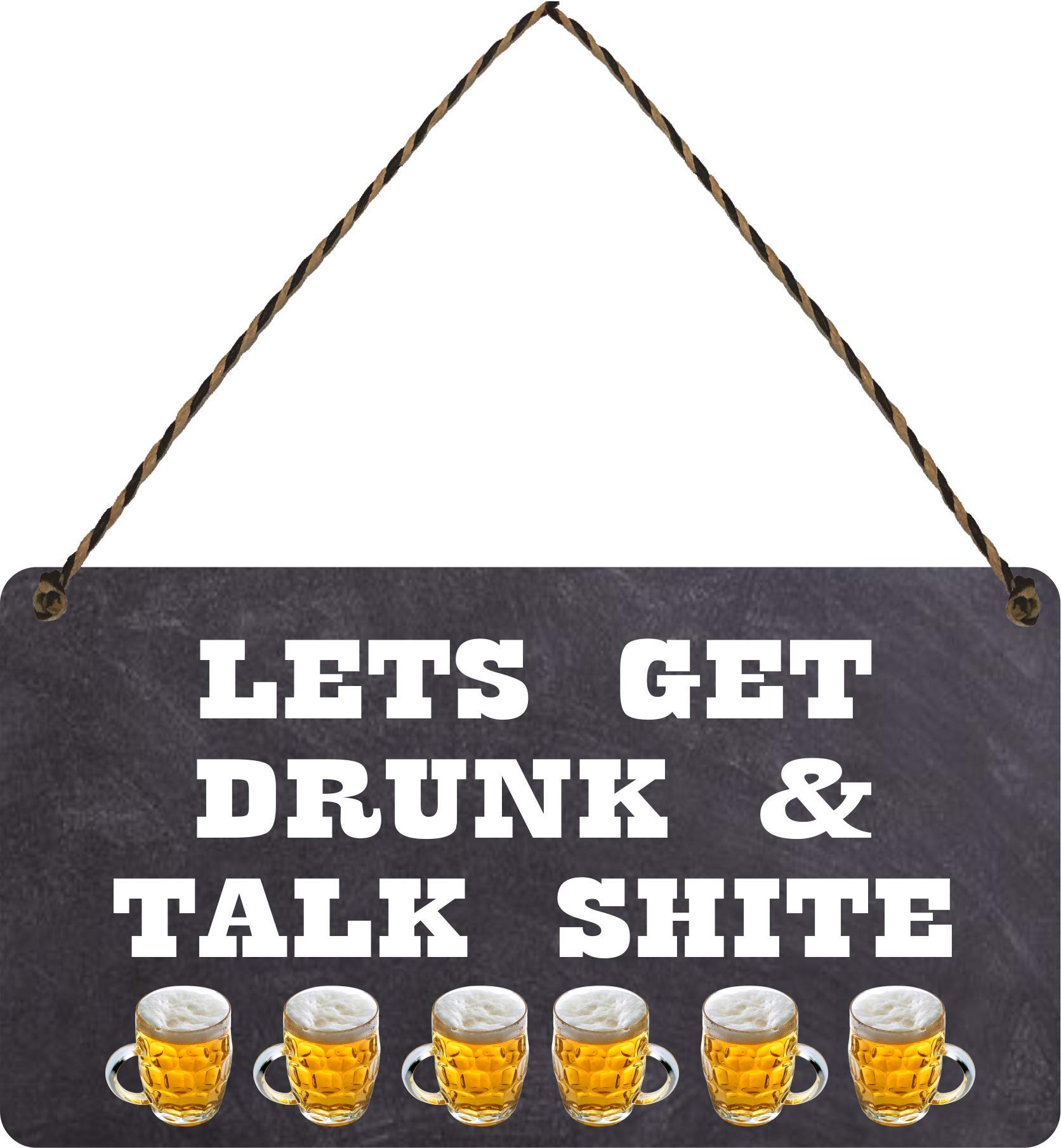 LETS GET DRUNK & TALK SHITE bar man cave HOME Wooden Funny Novelty Wall Hanging Plaque Sign Gift