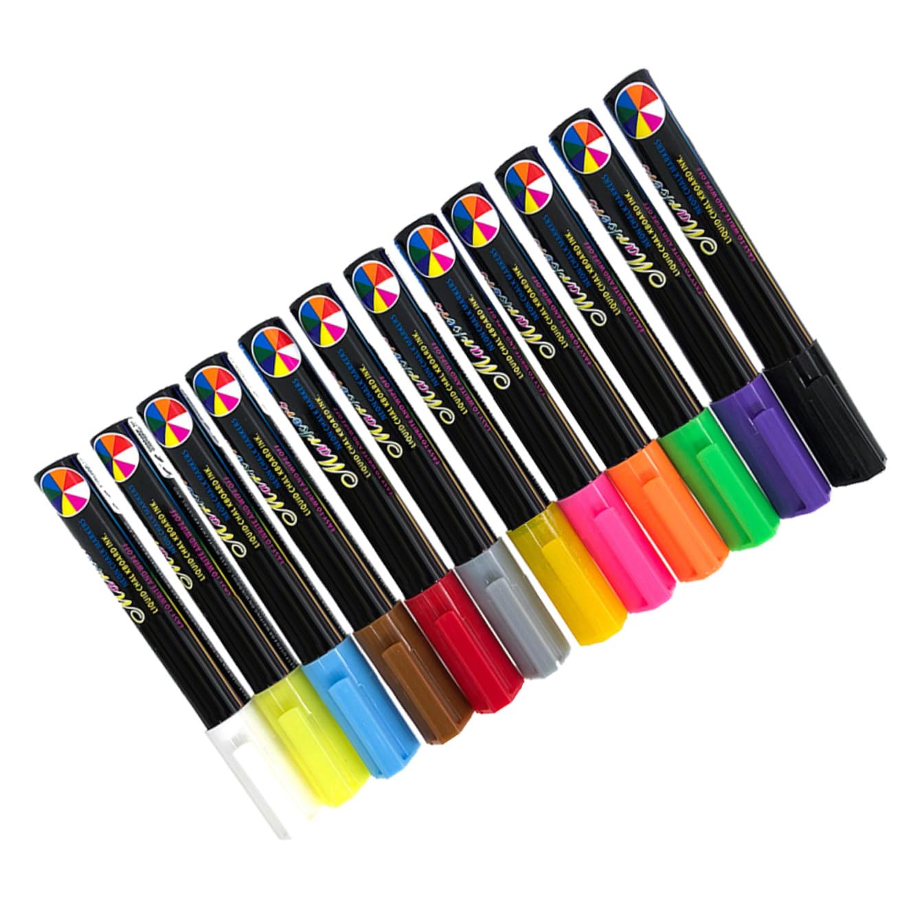 MAGICLULU Rotulador Fluorescente para Pizarra Líquida, 12 Piezas Borrables | Plástico y Tinta Líquida, Compatible Tablero LED Fluorescente, Uso en Cumpleaños y Navidad