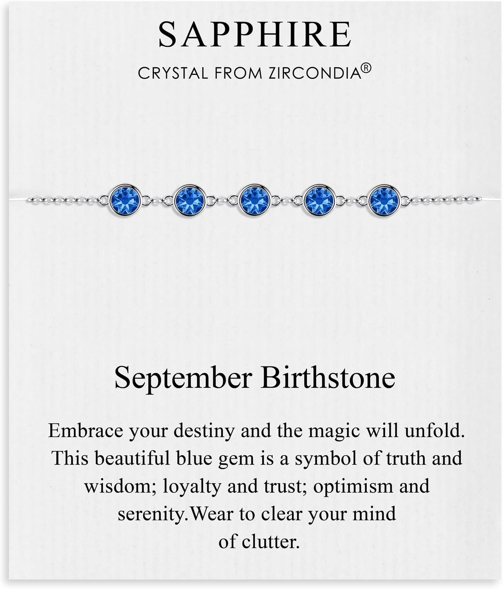 September Birthstone Bracelet Created with Sapphire Zircondia® Crystals