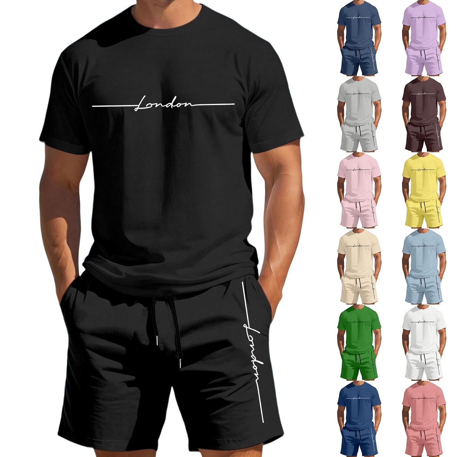 Conjunto de chándal de verano para hombre, de 2 piezas, con camiseta de gran tamaño y pantalones cortos, chándal deportivo, cómodo, transpirable, ropa de calle