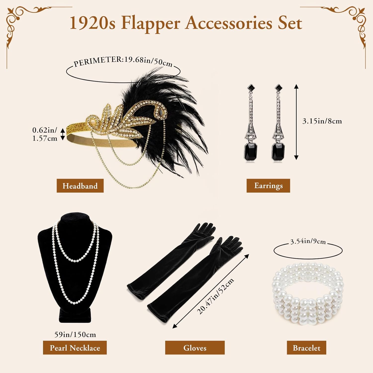 1920s Dresses for Women, Roaring 20s Great Gatsby Flapper Dresses Fringed Sequin Vintage Dress with Accessories Set - Image 4
