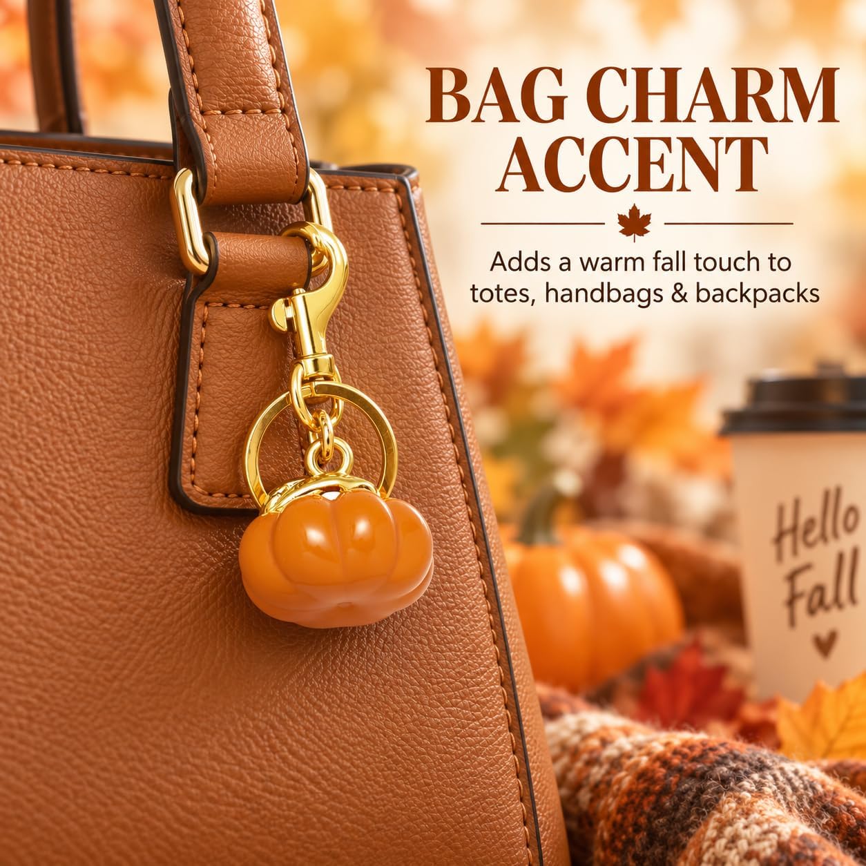 Pumpkin Keychain Halloween Fall Bag Charm Thanksgiving Purse Accessory Gift image 4