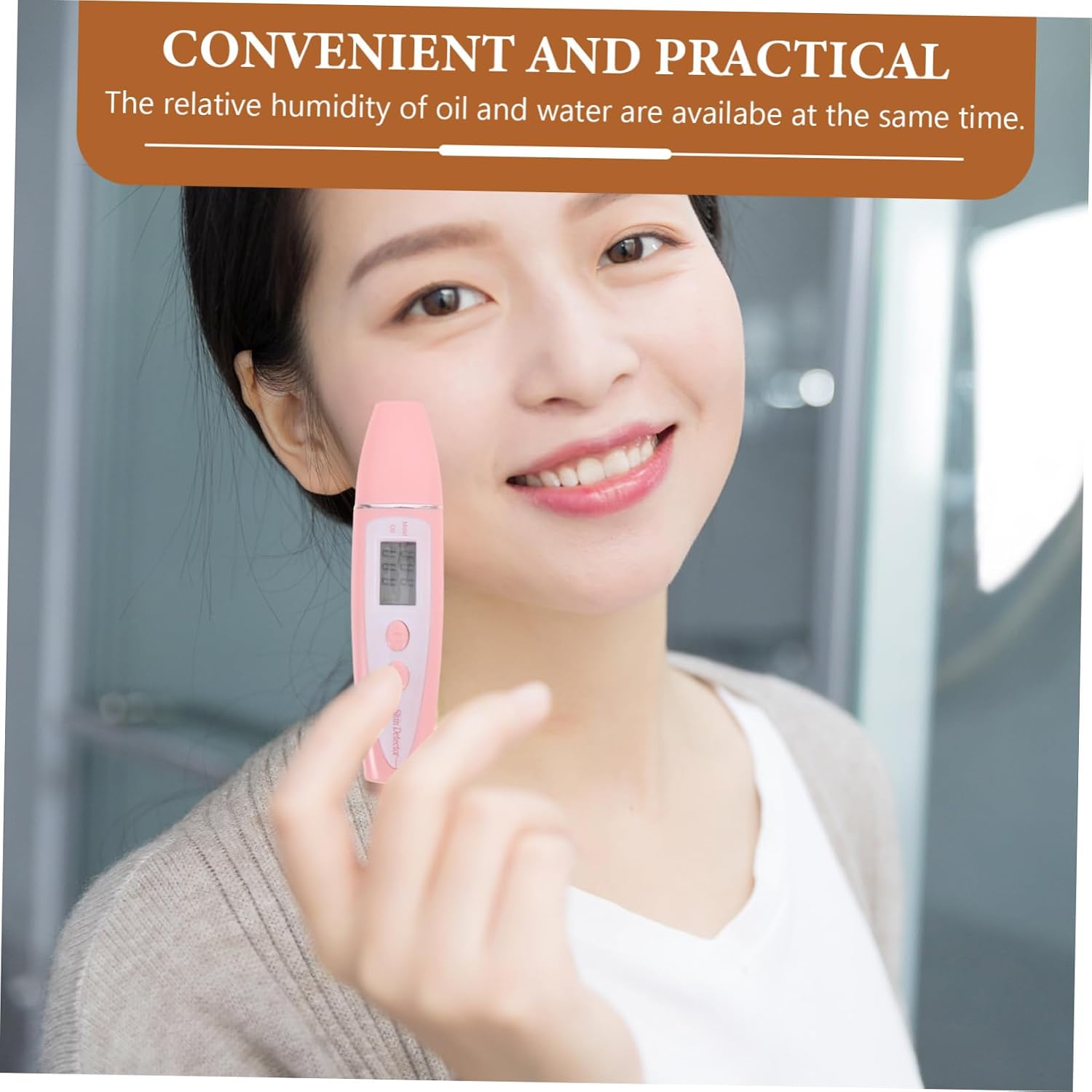 Ipetboom Skin Care Moisture Analyzer Oil Tester with Lcd Display for Spa Accurate Reading Pocket Low Power Consumption for Skin Care Tools