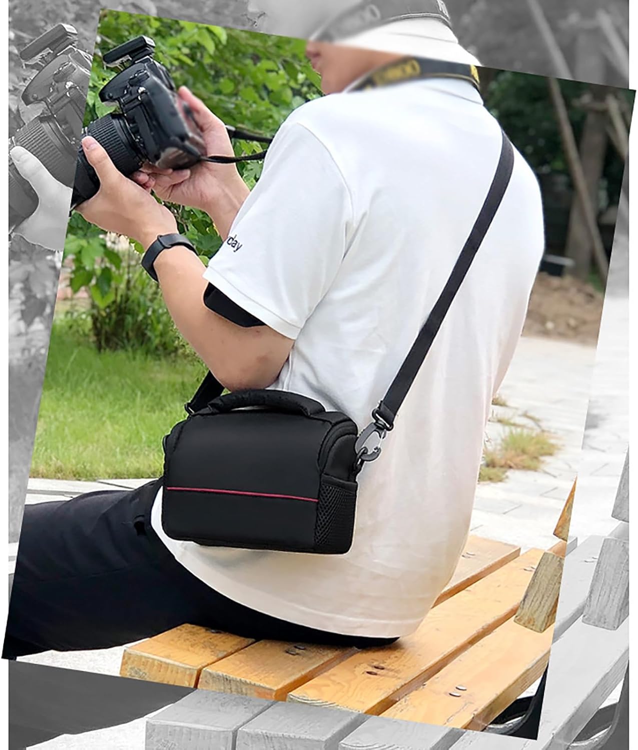 [OOTQAWOMY] カメラ用バックパック デジタルマイクロ一眼レフカメラバッグ 一眼レフショルダー写真カメラバッグ 収納可 旅行