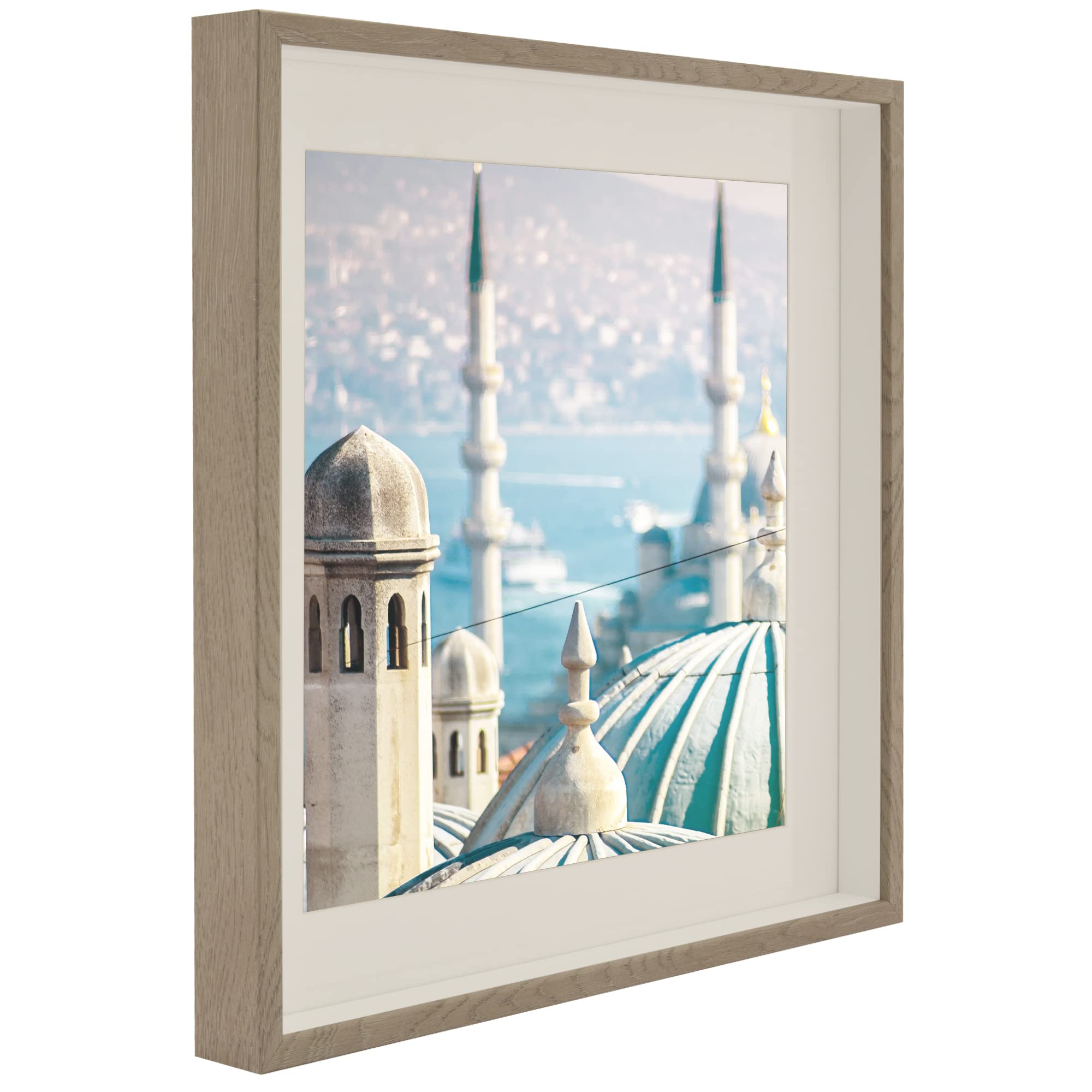 Bd Art Truffle Oak Shadow Box Frame 20X20x1inch, Square, Display 3D Frame Picture With Mount 16X16 Plexiglass For Filling, For Objects, Photos, Souvenirs, For Crafts,Baby Items, Dried Flowers