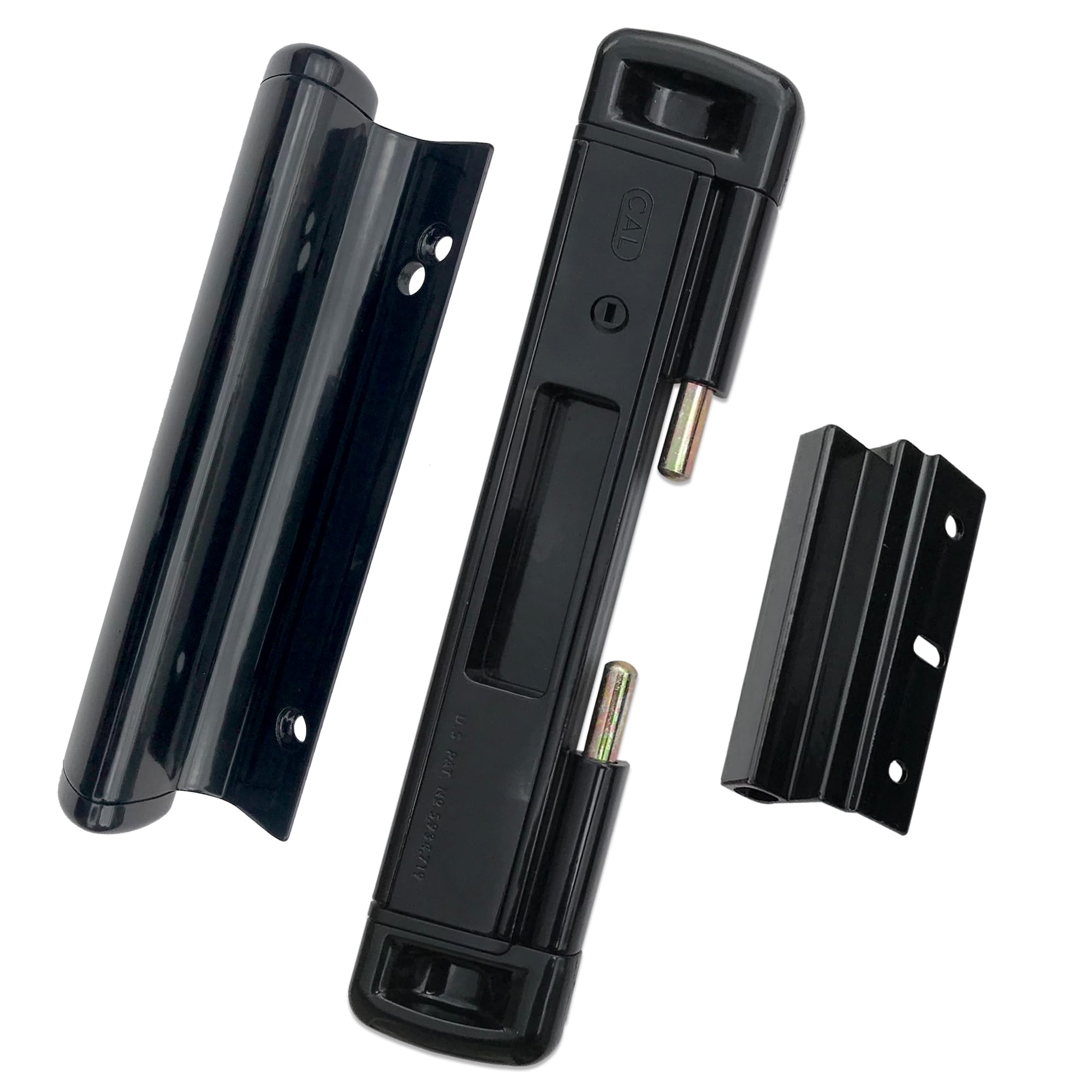 CAL Double-Bolt Lock for Glass Sliding Doors - Advanced Technology to Keep Your Family Safe and Secure - High Security Lock - Virtually Burglar Proof (Double Bolt Lock + Premium Handle, Black)