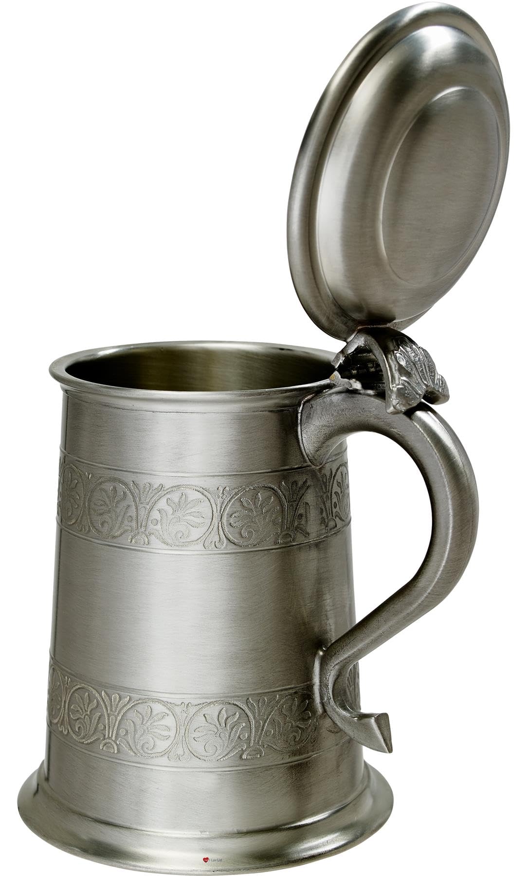I LUV LTD Estaño con Tapa Jarro 1 Pinta Estilo Medieval con Mango de Cisne Puro Pesado Indicador Cerveza Jarro Posibilidad de Grabado Regalos Personalizados para Hombres y Mujeres