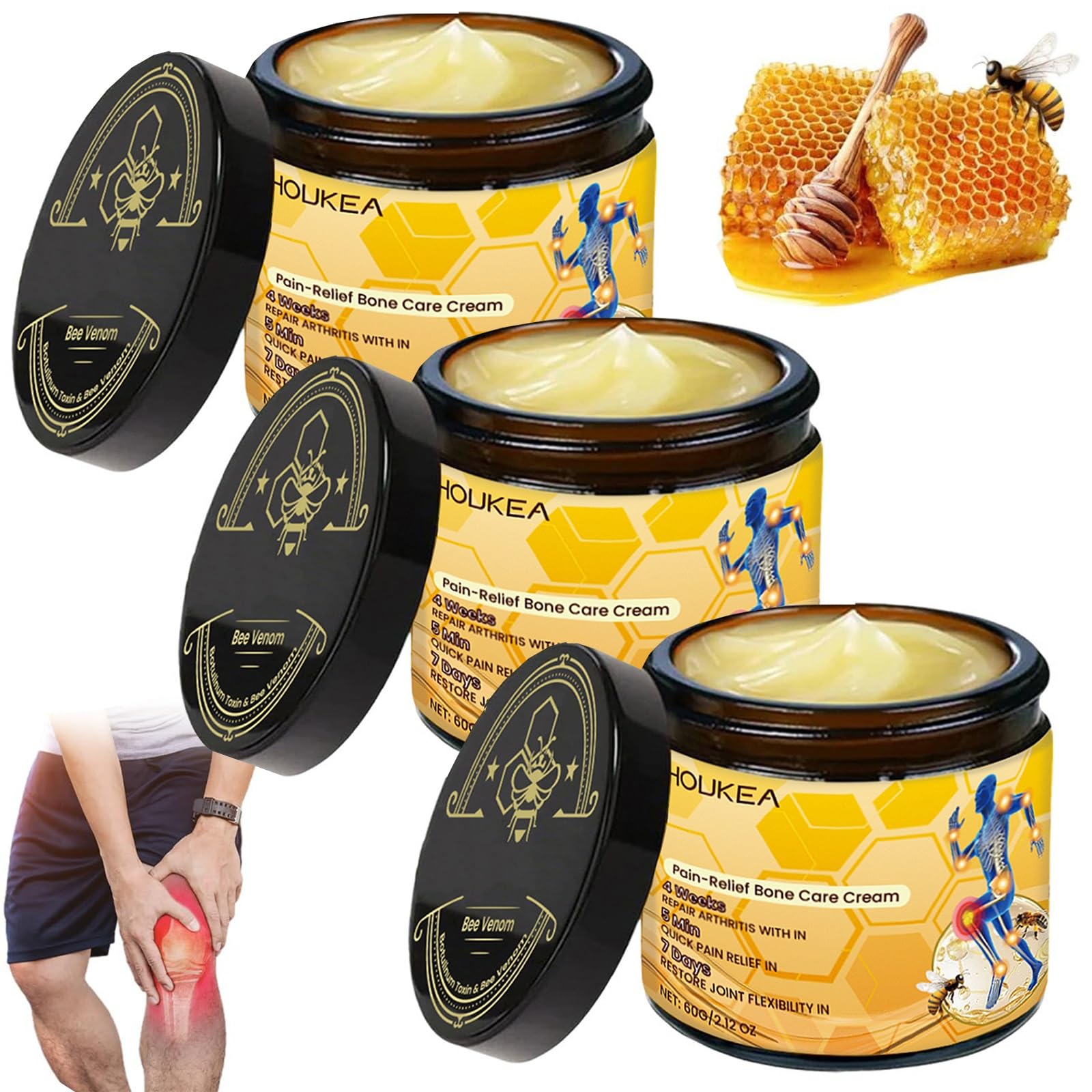 Botulinum Toxin & Bee Venom Bone Cream, Bee Venom Joint Gel, Professional Joint & Bone Cream for Back, Knee, Hands, Neck, Feet(3PCS)
