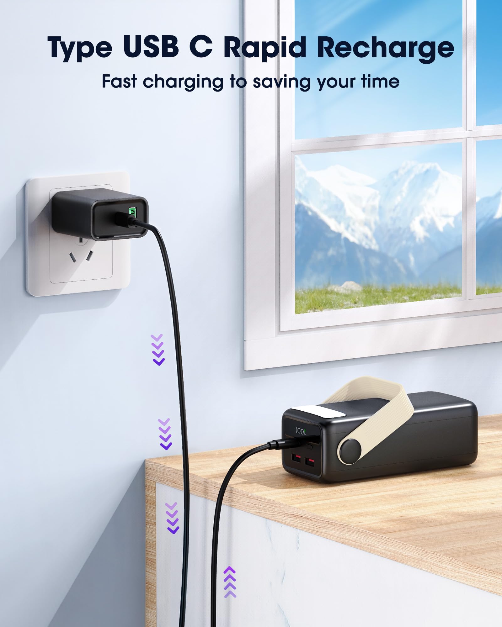 60000mAh Batterie Externe 22,5W USB-C Charge Rapide Power Bank
